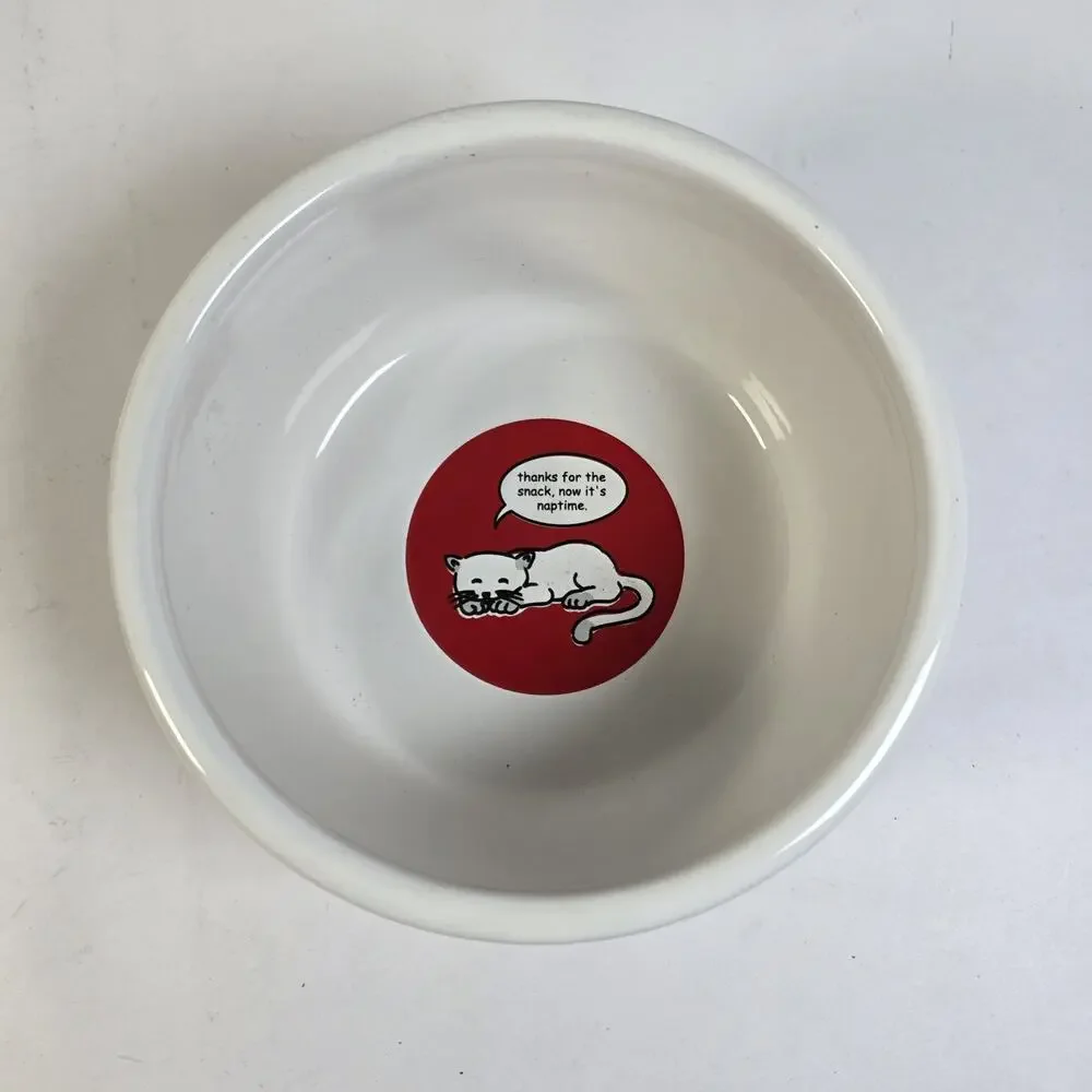 Signature Housewares Talking Cat By Riviera Van Beers Pet Bowl Stoneware 6x3